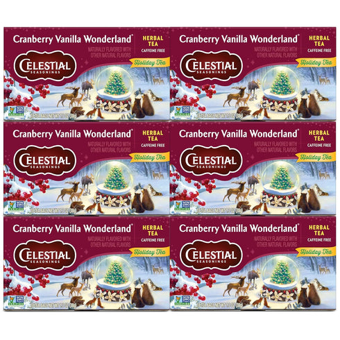Celestial Seasonings Herbal Tea, Cranberry Vanilla Wonderland, 18 Count (Pack of 6)