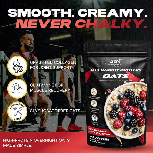 SBN StrengthBuild Nutrition 45g 8 StrengthBuild Overnight Protein Oats Protein Muscle-Building Oatmeal Clean
