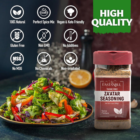 Eastanbul Zaatar Spice 6.3oz, 100% Natural Za'atar Seasoning from Middle Eastern Spices for Mediterranean Blends