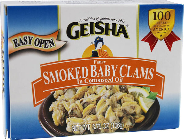 GEISHA Smoked Baby Clams in Oil, Wild Caught (Pack of 3), 3.75 oz