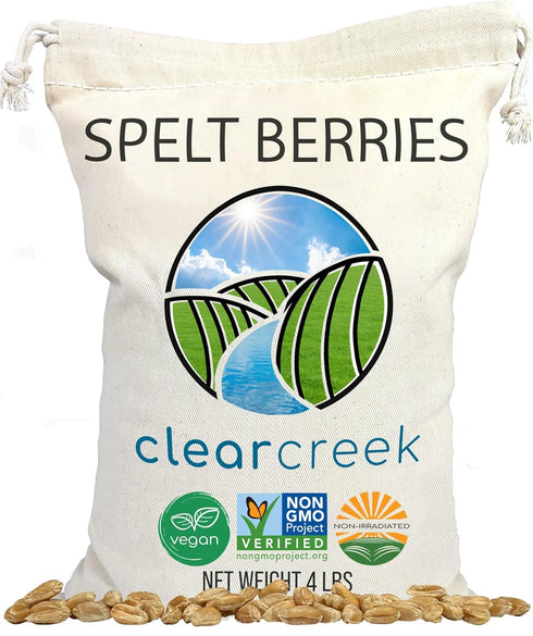 CLEAR CREEK Spelt Berries | 4 lb | Vegan | Non-GMO Project