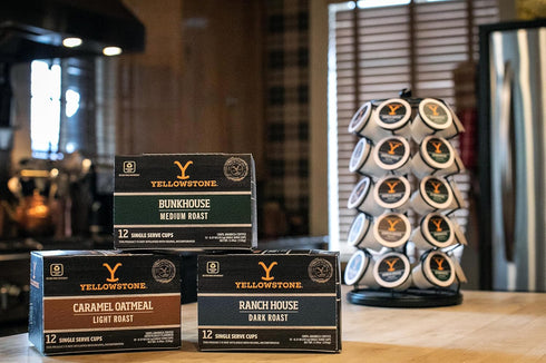 100% 36 Count Yellowstone Ranch House Dark Roast Coffee, Single Serve Recyclable Pods/Cups, Arabica Beans
