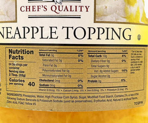 Chef's Quality 5 Pineapple Ice Cream Topping Pounds
