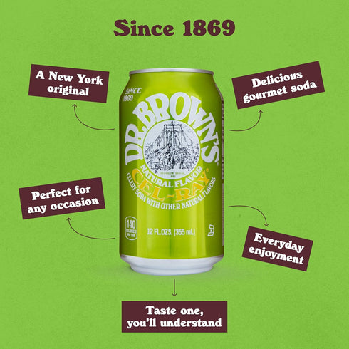 24 24 12 oz Dr. Brown's Cel-Ray Soda - A New York Original Celery Soda - Cans of Refreshing, Kosher, Gourmet Soda Pop