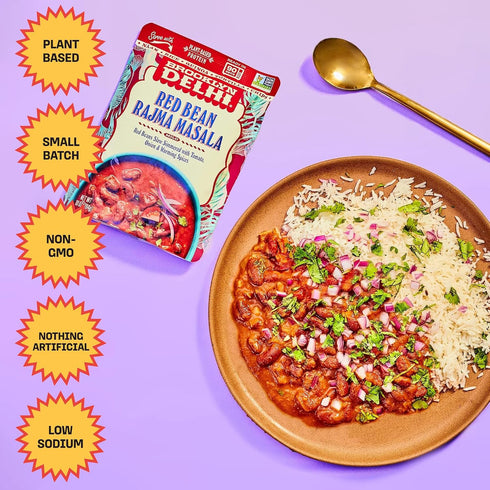 10oz, Pack 1 Brooklyn Delhi Red Bean Rajma Masala Pouches - Ready to Eat, Microwavable Entree - Vegan, Gluten Free