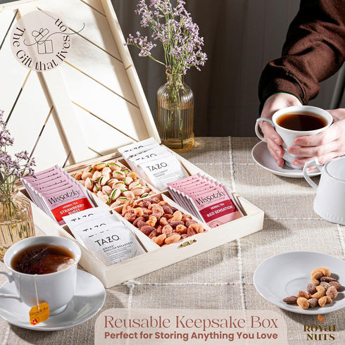 Royal Nuts Gift Basket Gourmet Mixed & Assorted Nuts in Reusable Wooden Crate | Deluxe Holiday Food & Nut Gift Box