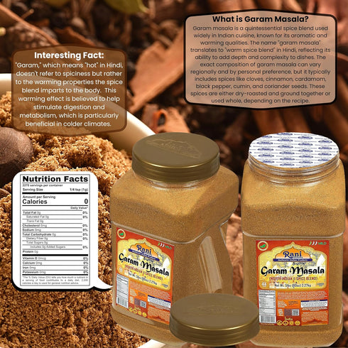 11-Spice 80oz (5lbs) 2.27kg Rani Garam Masala Indian Blend Bulk PET Jar ~ All Natural, Salt-Free | Vegan | No Colors |