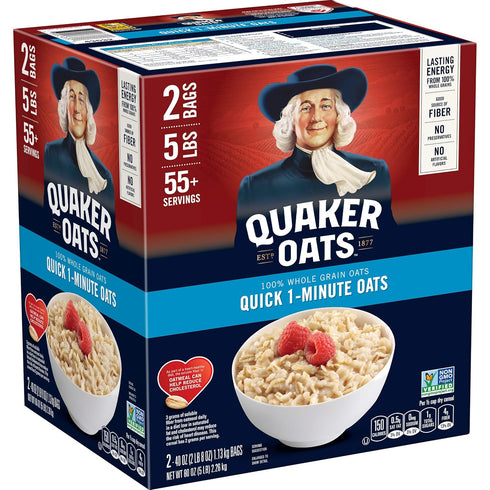 Quaker Quick 1-Minute Oatmeal, Non GMO Project Verified, 2.5 Pound (Pack of