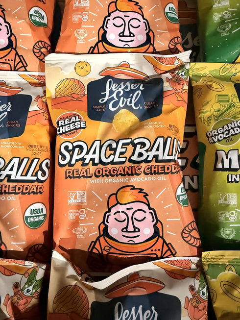 Generic Pack (Pack 12) Organic Cheddar Cheese Puff Space Balls & Intergalactic Onion Rings Variety Gluten Free, Non-GMO