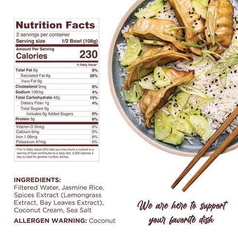 7.6 oz 6pk Golden Nest Coconut Rice | Jasmine Rice Infused with Coconut Cream and Spices | All Natural Asian Homemade