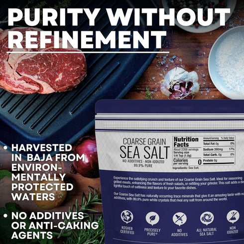 5 lb Coarse Sea Salt for Grinder Refill, Coarse Grain Kosher Salt, Non-Iodized Coarse Salt for Cooking, Mineral-Rich