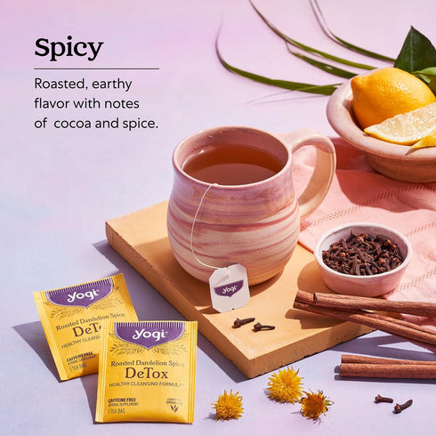 Yogi Tea Roasted Dandelion Spice DeTox Tea - Organic DeTox Tea - 16 Tea Bags per Pack (6 Packs)