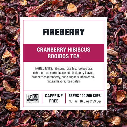 200 16 Tiesta Tea - Cranberry Hibiscus Rooibos Tea, Fireberry, Loose Leaf, Herbal Blend with Hibiscus, Cranberry