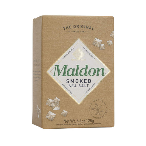Maldon Salt, Smoked Sea Salt Flakes, 4.4 oz (125 g), Kosher, Handcrafted Gourmet Pyramid Crystals