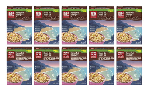 Mom's Best 20 (Pack 10) Honey Nut Toasty O's Cereal, Non-GMO Project Verified, Made with Whole Grain, No High Fructose