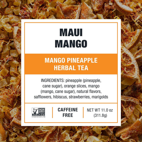 Packets, 64oz (Pack 10) Tiesta Tea - Maui Mango Cold Brew, Loose Leaf, Mango Pineapple Herbal Tea, Premium