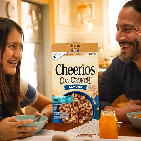 24 oz (Pack 4) Cheerios Oat Crunch Almond Breakfast Cereal, Made with Whole Grain, Family Size