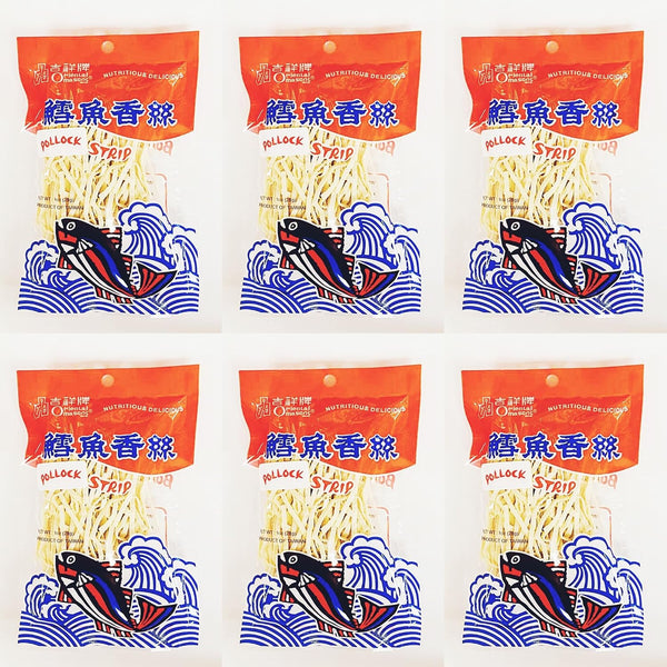 Generic Taiwanese Pollock Fish Strip Snacks, Nutritious Delicious, 28g,6 Pack