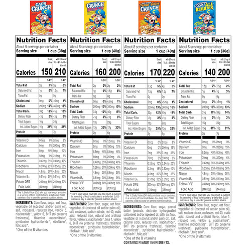4 Pack, (4 Pack), Quaker Cap'n Crunch Breakfast Cereal, Flavor Variety Sweetened Corn & Oat Cereal Original, Crunch