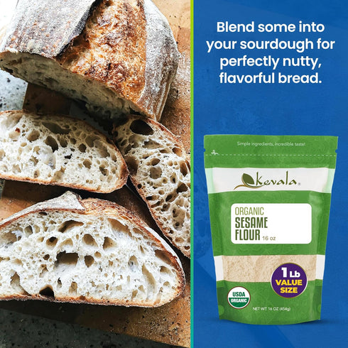 16 oz 1 LB (Pack 2) Kevala Organic Sesame Flour - Gluten Free Sesame Seeds Organic Vegan Flour Raw Unhulled Seeds