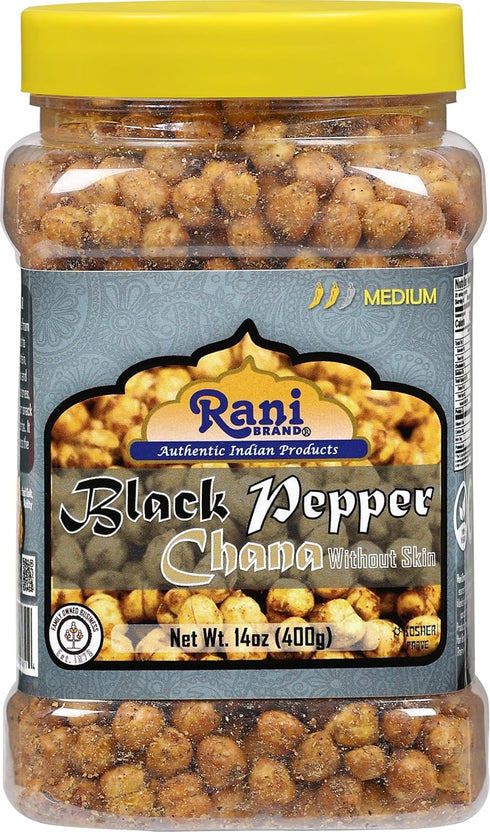 Rani Roasted Chana (Chickpeas) Black Pepper Flavor 14oz (400g) PET Jar ~