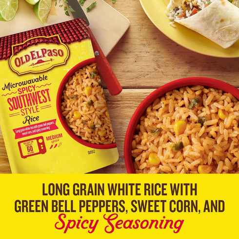 8.8 oz Old El Paso Rice, Spicy Southwest Style, Microwavable Pouch