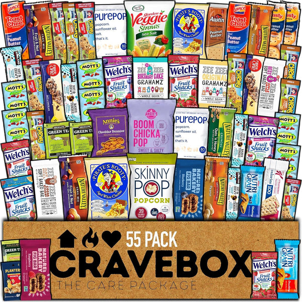 CRAVEBOX Healthy Snack Box (55 Count) Mother's Day Variety Pack Care Package