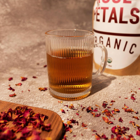 Dried Rose Petals - 100% Certified Organic Red Rose Petals for Loose Leaf Tea, Cocktails, and Cakes