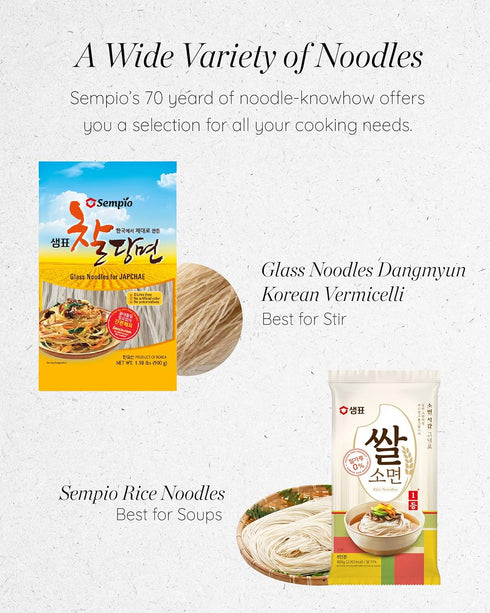 93% (28.2oz 800g, SEMPIO Rice Noodles Rice-Based, Gluten-Free, Pasta Alternative, Perfect for Clean Eating, Korean