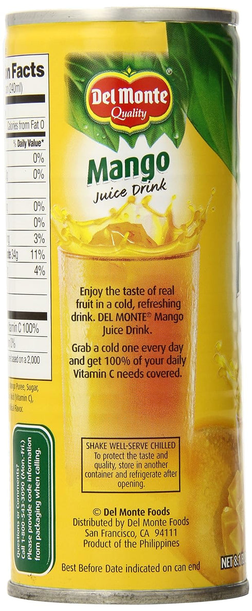 8.1 (Pack 24) Del Monte Mango Juice Drink, Ounce