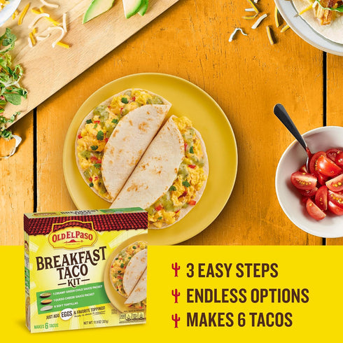 6 11.9 oz Old El Paso Breakfast Taco Kit with Sauces and Soft Tortillas, Makes Tacos
