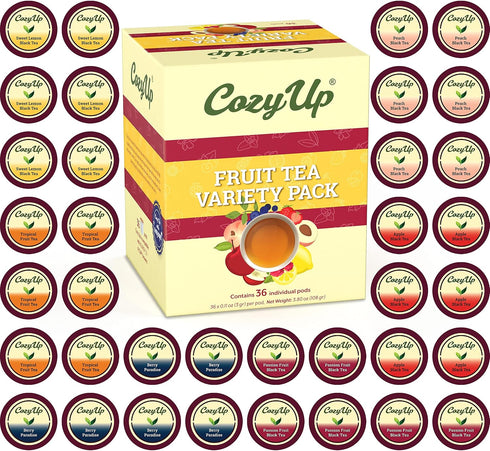 Cozy Pack, 36 Count, Up Iced Sweet Fruit Black Tea K-Cup Variety Guilt-Free Zero Calorie Sweetness - Compatible