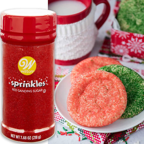 7.76 oz Wilton Red Sanding Sugar Sprinkles, Sparkling Sprinkles Sugar Crystals for baking and Cookie Decorating