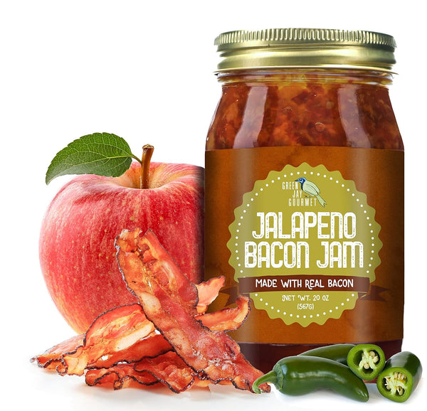 Green Jay Gourmet Jalapeno Bacon Jam - Classic Spread for Burgers, Sandwiches,