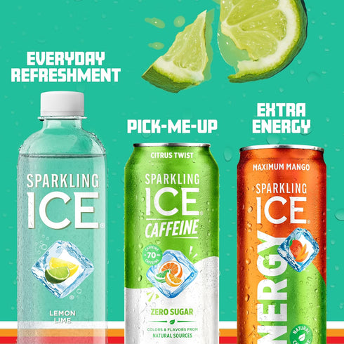 Vitamins,16 oz (Pack 12) Sparkling Ice Caffeine Citrus Twist Sparkling Water with Caffeine, Zero Sugar