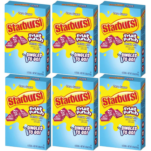 Starburst Singles To Go Powdered Drink Mix, Fruit Punch, 6 Boxes with