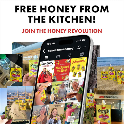 Squeeze Me Honey Packets 100% 5 1oz Individual Single Serve - Resealable Honey For Tea Coffee Sweetener - Pure Raw