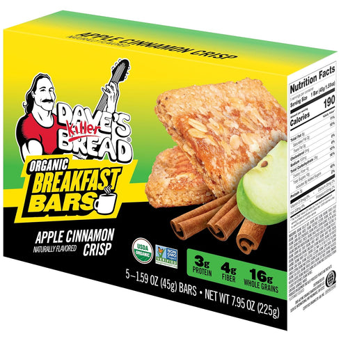 5 Count Dave's Killer Bread Apple Cinnamon Crisp Naturally Flavored Organic Breakfast Bars