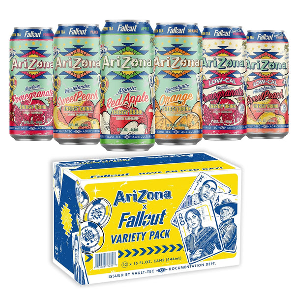 AriZona x Fallout Green Tea Energy Drink, Variety Pack - 6 Flavors,