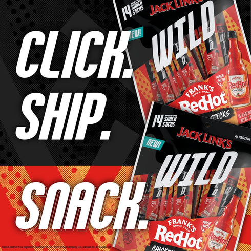 7g 0.5 Oz. (14 Count) Jack Link's Wild Mini Chicken Sticks Made with Frank's RedHot Flavor of Protein Snacks, On The Go