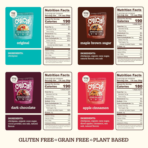 4 Pack) High Protein Hot Cereal Made with Chickpeas (Variety