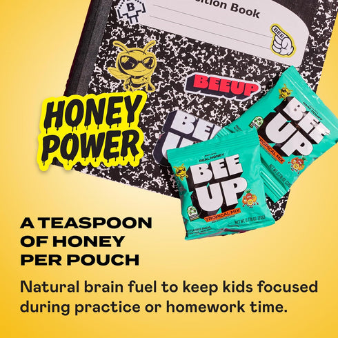 Packs (Pack 10) BEEUP Honey Fruit Snacks With a Teaspoon of Honey in Every Pouch Dye Free, No Corn Syrup Individually