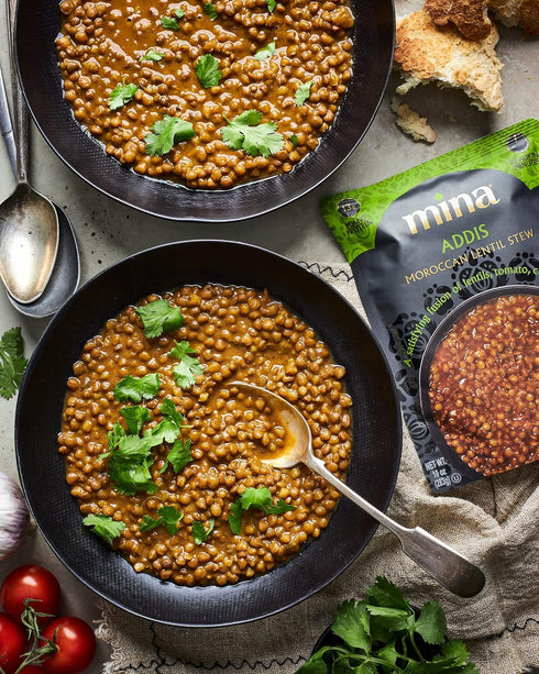 Packaged 10 oz (Pack 6) Mina Moroccan Lentils, Ready to Eat, Lentils High In Plant Based Protein, Vegan, Non-GMO
