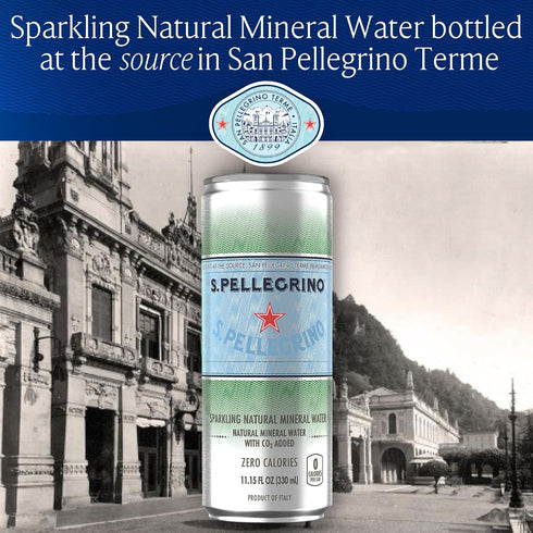 11.15 Oz (Pack 24) S.Pellegrino Sparkling Natural Mineral Water, Unflavored, Fl.