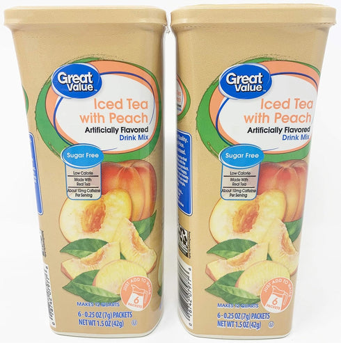 Great Value : Iced Tea with Peach Drink Mix, 1.5 Oz- 6 Packets (Pack