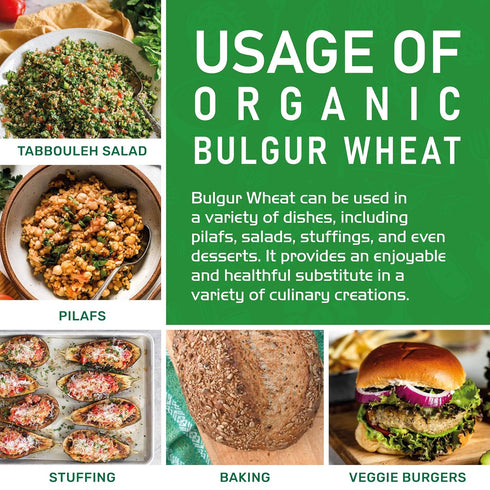 #1 2 LB 100% Organic Bulgur Wheat Fine - Non-GMO, Grown in USA, Natural Wheat Berries, Resealable Bag by Jiva Organics