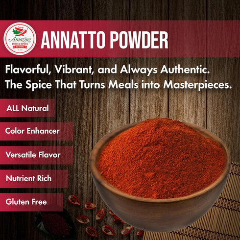 Achiote Powder – Ground Annatto Seeds 4oz for Color and Mild Flavor in Soups, Stews, Meats, Mexican Recipes