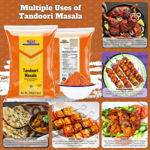 11-Spice 3.5oz (100g) Rani Tandoori Masala (Natural, No Colors Added) Indian Blend ~ Salt Free | Vegan | Gluten