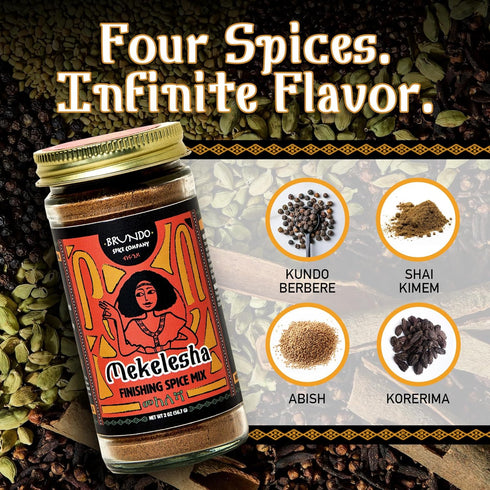 2oz Brundo Ethiopian Spice Company Mekelesha Authentic Ethiopian Finishing Spice Mix Hand Crafted Processed