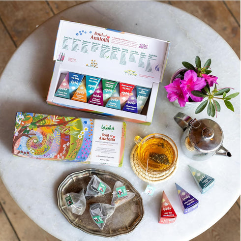 10 Counts, 2 Set, Lazika Tea Sampler with Lovely Presentation Box, of Each Blend Individually Wrapped, Black, Green